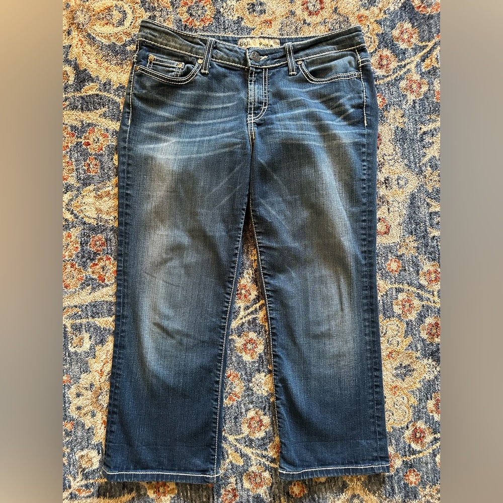 BKE women’s Payton cropped straight leg blue denim jeans size 28